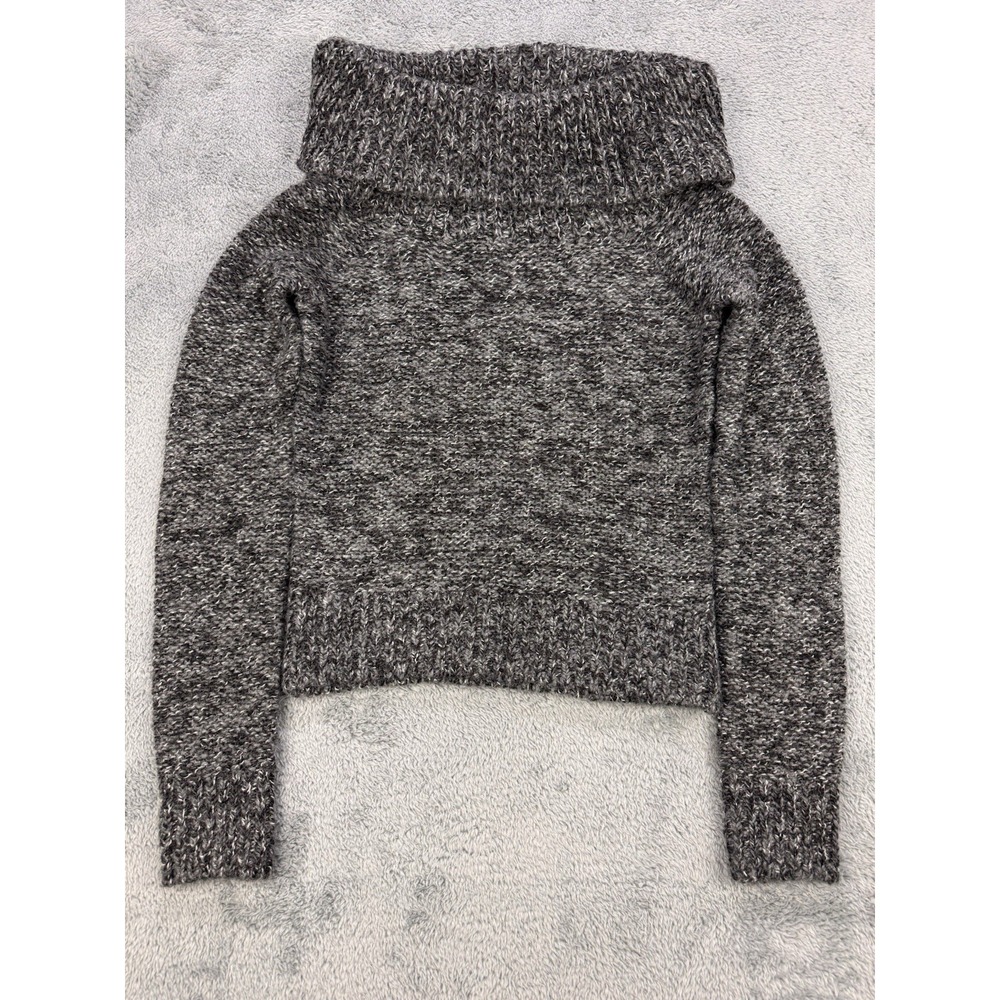 Bebe Wool Sweater Women L Marled Acrylic Fold Over Neck L/S‎
